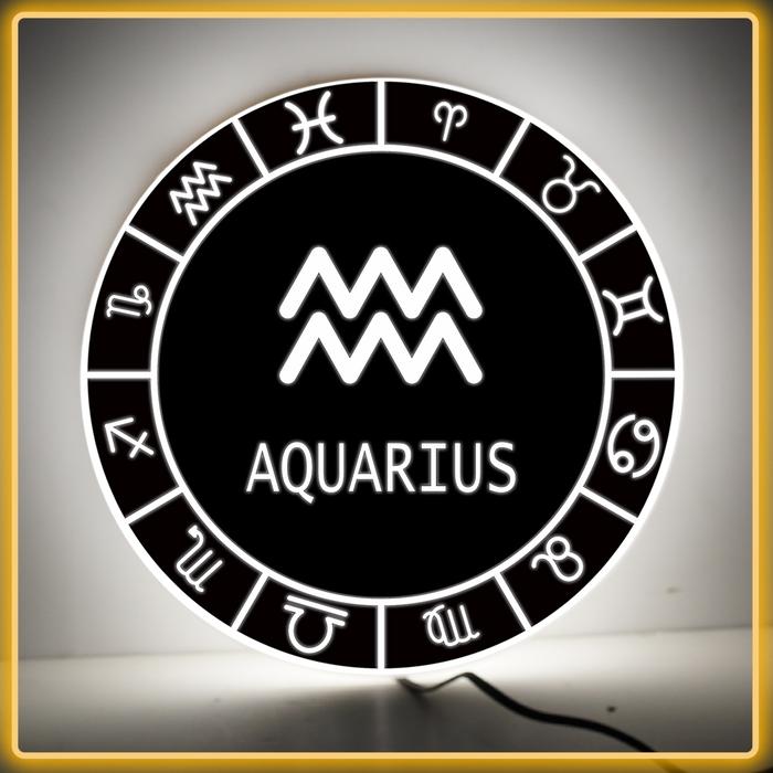 Gambar Neon Box Bulat Kecil Edisi Zodiak - Aquarius dari WONDERFULL AKRILIK undefined Tokopedia