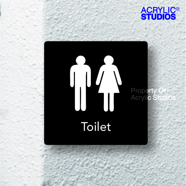 Gambar Sign Board / Akrilik Sign Modern Kotak / Signage Toilet - Base Hitam, 10x10cm dari ACRYLIC STUDIOS undefined Tokopedia