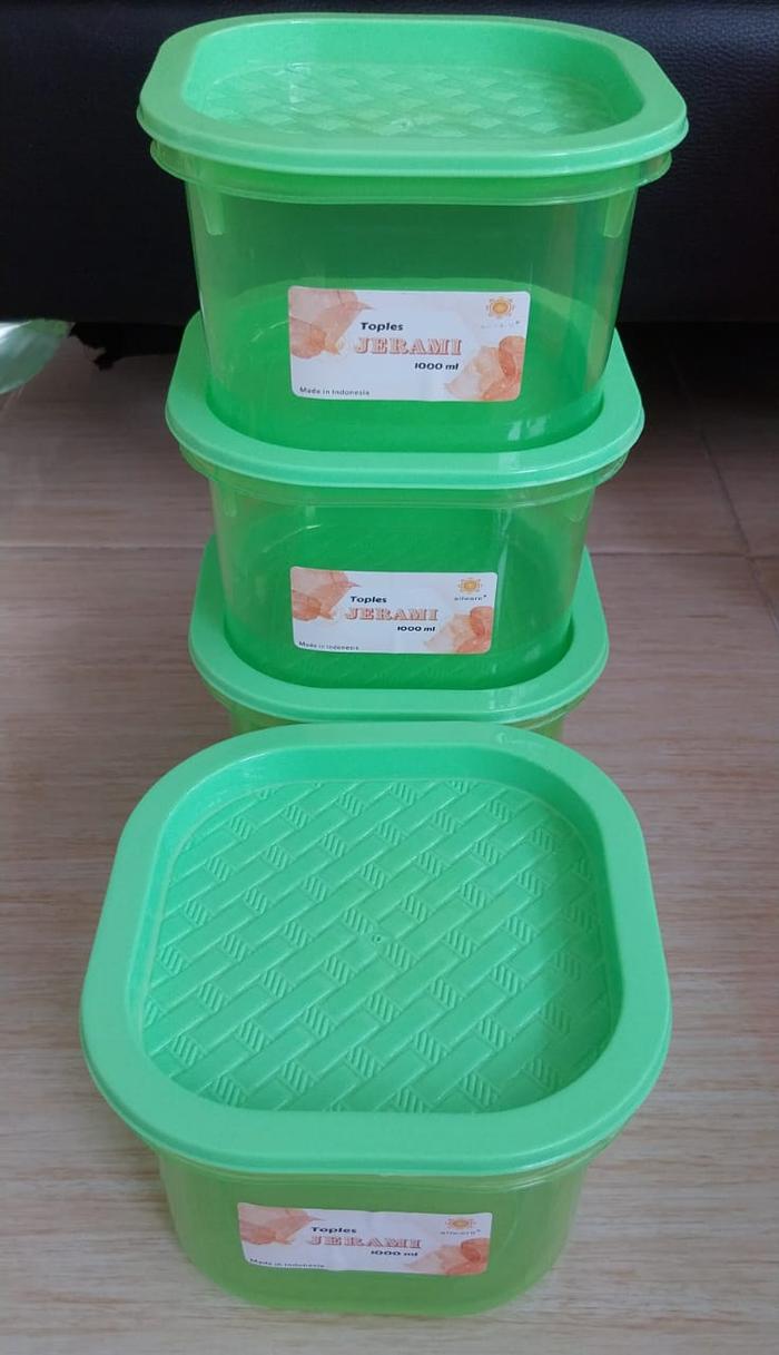 Gambar Toples Plastik Segi Jerami / Tempat penyimpanan Kue Plastik Segi - Hijau, 1000ml dari Rumah Bella Bogor undefined Tokopedia