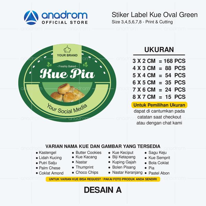 Gambar Stiker Label Kue Oval Green | Sticker Label Kue Kering | Anadrom - VARIAN A dari anadrom undefined Tokopedia