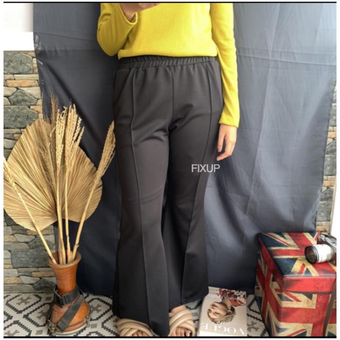 Gambar CUTBRAY GARIS CELANA CUTBRAY PALAZZO PANTS CELANA SCUBA CELANA KULOT - Hitam, 4L(XXXXL) dari fixupfixup undefined Tokopedia
