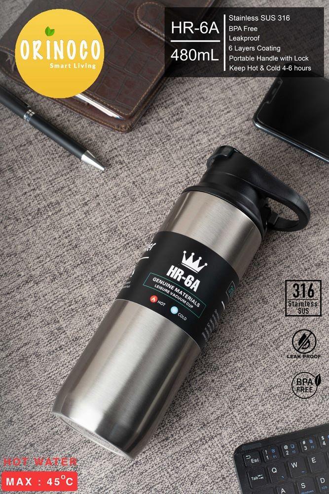 Gambar Botol Minum Air Dingin with Lock Handle HR-6A Tumbler Sporty 480ML - Silver dari Kioslunchbox bogor undefined Tokopedia