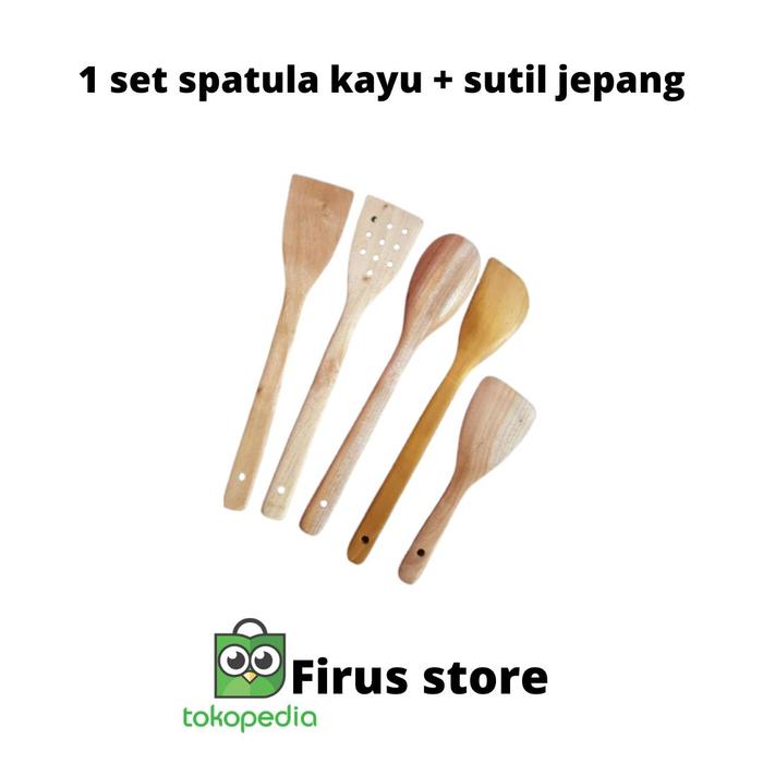 Gambar 1 set spatula kayu + sutil jepang/Spatula, Sendok Sayur,sutil jepang dari Firus store undefined Tokopedia