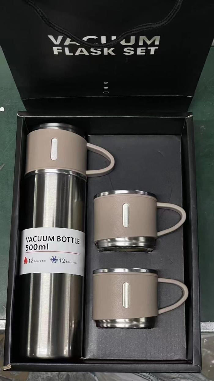 Gambar botol minum termos vacuum vakum bottle 500ml flask set bonus 2 gelas - Cokelat dari Harry howard undefined Tokopedia