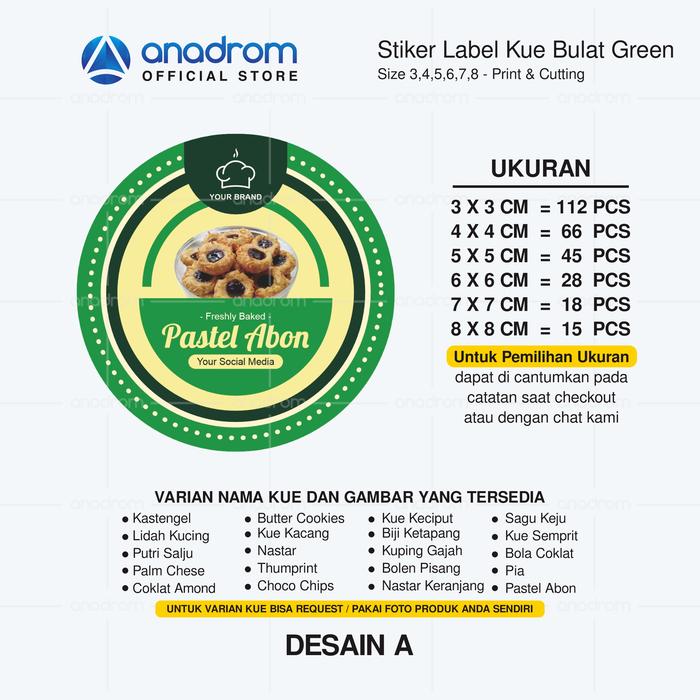 Gambar Stiker Label Kue Bulat Green| Sticker Label Kue Kering | Anadrom - VARIAN A dari anadrom undefined Tokopedia