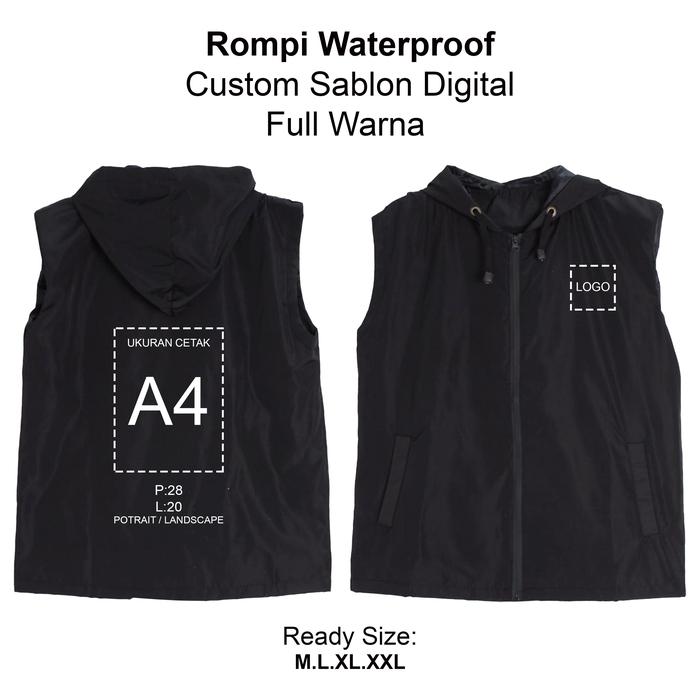 Gambar Jaket Rompi Waterproof - Sablon Custom Satuan Full Warna - Logo dan A4, XXL dari Craftex undefined Tokopedia