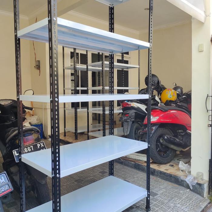 Gambar rak besi siku Surabaya susun 5 P 100.50 200 ini - Putih dari Mitra mandiri 02_NEW undefined Tokopedia