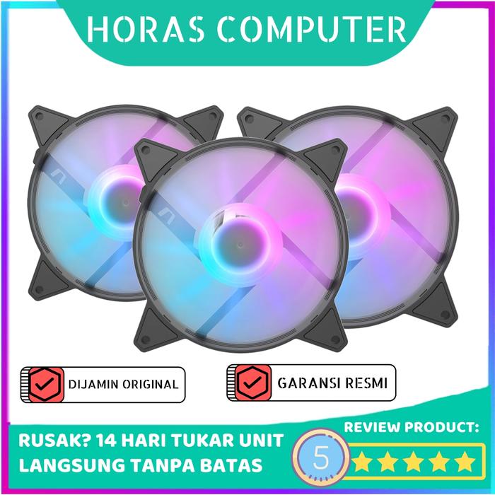 Gambar Case Fan C6 3 Pack ARGB Colorful LED Light 120mm Radiator Silent 4 Pin - Hitam dari Horascomp.id undefined Tokopedia
