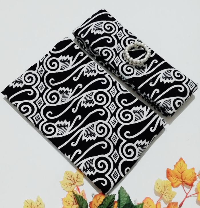 Gambar Kain Batik Cap Motif Lurik Salur Parang Warna Hitam Putih Monokrom - 1 dari Batik Hamparan Berlian undefined Tokopedia