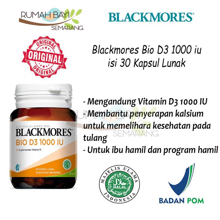 Gambar Blackmores Bio D3 1000 IU isi 30 Kapsul Lunak Suplemen Vitamin D untuk Ibu Hamil & Menyusui Halal BPOM SI 204 309 461 dari Rumah Bayi Semarang undefined Tokopedia
