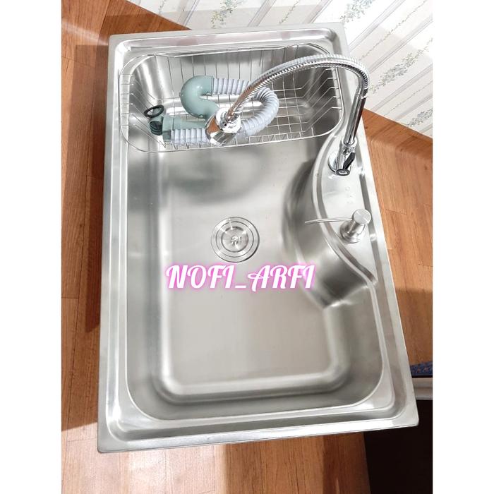 Gambar PROMO BAK CUCI PIRING STAINLESS 80X50/WASTAFEL STAINLESS/SINK KOMPLIT - tipe1 dari nofiarfi undefined Tokopedia