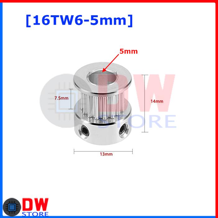 Gambar Timing Pulley 2GT GT2-16 CNC 3D Printer 16 Gigi Teeth 16T Lebar 6mm - 16TW6-5mm dari DW-Store Online undefined Tokopedia