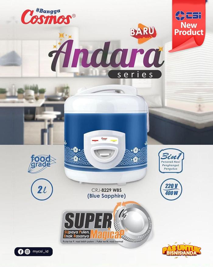 Gambar COSMOS Rice Cooker 2 Liter - CRJ-8229 - Biru dari Utama Electronic undefined 5 Tokopedia