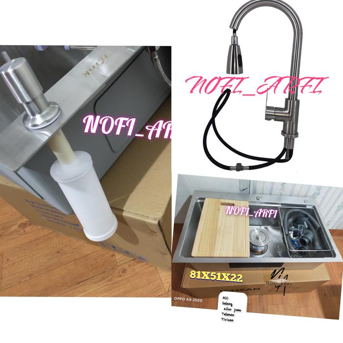 Gambar PROMO BAK CUCI PIRING STAINLESS 80X50/WASTAFEL STAINLESS/SINK KOMPLIT - tipe3 dari nofiarfi undefined Tokopedia