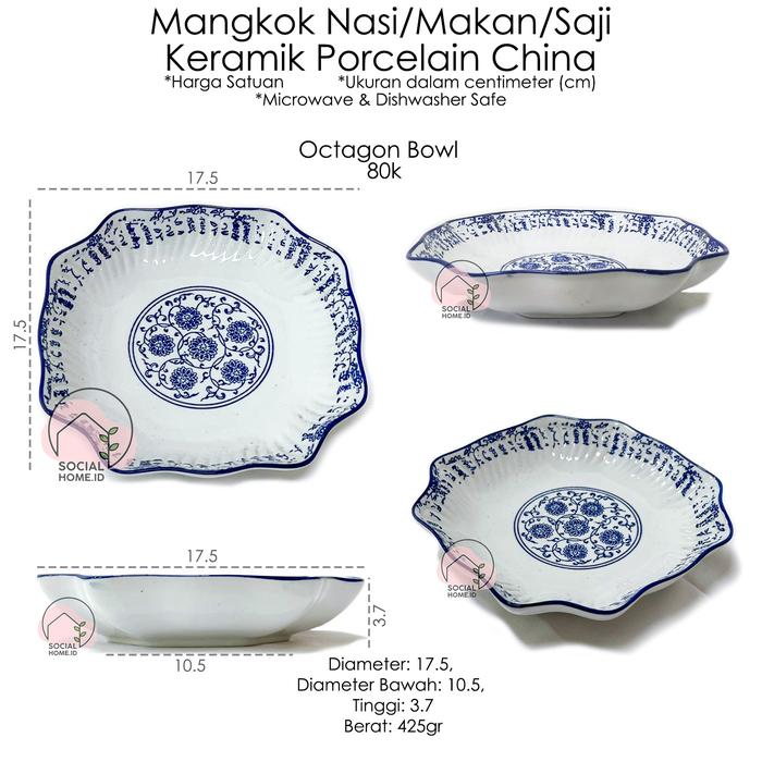 Gambar Mangkok Mangkuk Semi Bowl Makan Saji Wadah Keramik China Porcelain - OctaBowl dari Socialhomeid undefined Tokopedia