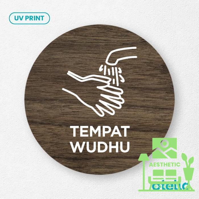 Gambar Terbatas!! Signage Tempat Wudhu Sign Board Kayu Wooden Papan Label - Bulat, 15 cm dari Aesthetic Rooms undefined Tokopedia