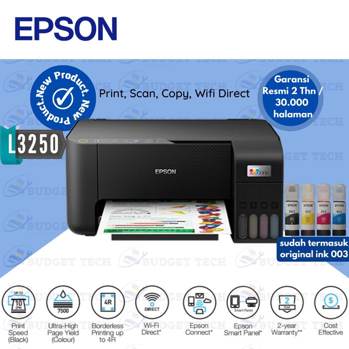 Gambar Epson L3250 A4 WiFi Print Scan Copy All in One Ink Tank Printer - Tanpa hadiah dari Budget Technology undefined Tokopedia