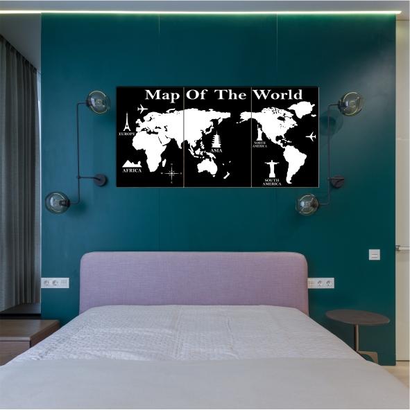 Gambar hiasan dinding kayu World Map Peta Dunia dinding rumah ukuran 120x60cm - hitam dari Evifal_NEW undefined Tokopedia
