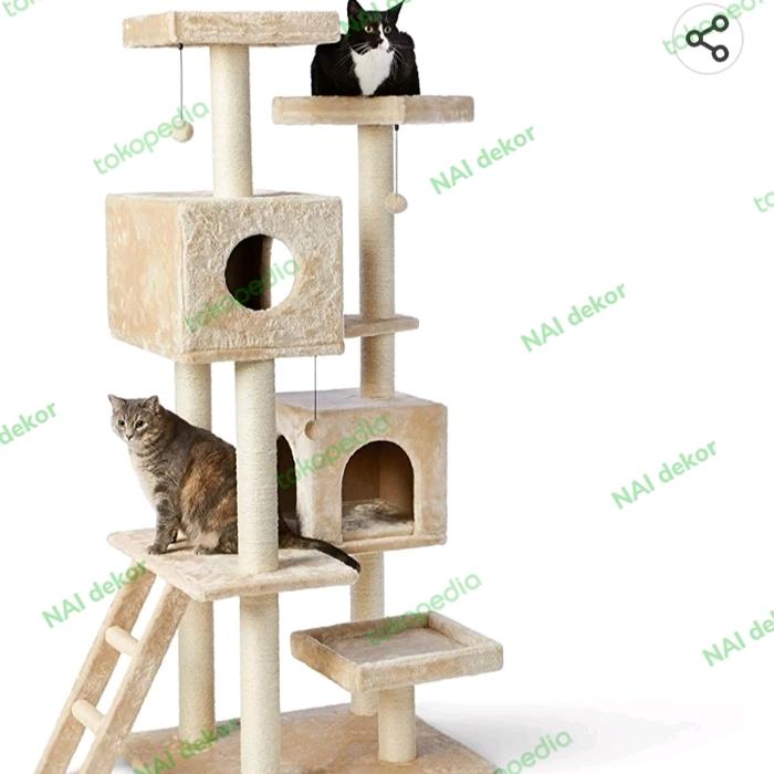 Gambar CAT TOWER cat tree house  rumah kucing tingkat panjatan kucing - Putih dari Cat house shop undefined Tokopedia