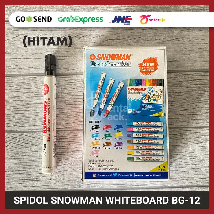Gambar Spidol White Board Snowman BG-12 / BG12 Papan Tulis Whiteboard - Hitam dari Penta Pack undefined Tokopedia