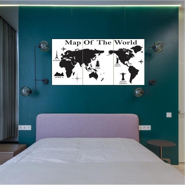 Gambar hiasan dinding kayu World Map Peta Dunia dinding rumah ukuran 120x60cm - putih dari Evifal_NEW undefined Tokopedia