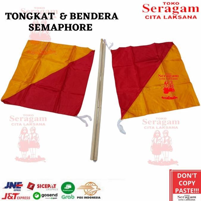 Gambar Bendera dan Tongkat Semaphore / Smaphore / Smapor / Semapur PRAMUKA - 1 Bendera Saja dari Sultan Andhraa undefined Tokopedia