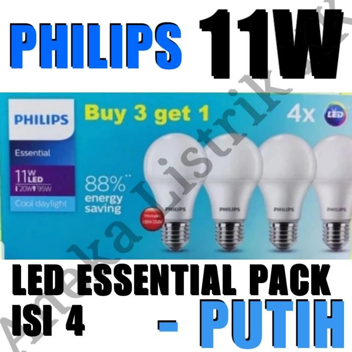 Gambar PHILIPS LED ESSENTIAL 5W 7W 9W 11W 4PCS PACK 3+1 3 + 1 5 7 9 11 WATT - 11W PAKET 4PCS, TANPA BUBBLE dari Aneka Listrik KK undefined Tokopedia