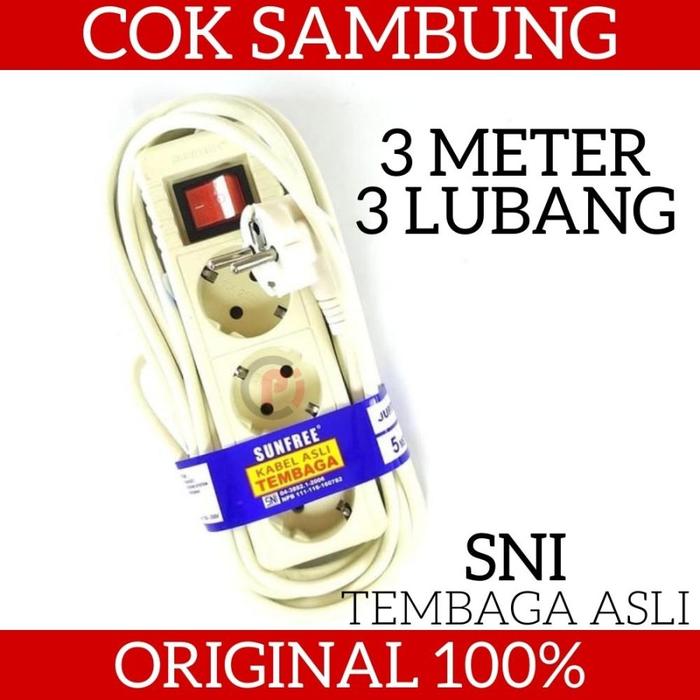 Gambar Cok Sambung 2 USB Port Power Strip Socket Extension 3 Lubang 3 Meter - 3 Lubang Saja dari Pi Toserba undefined Tokopedia