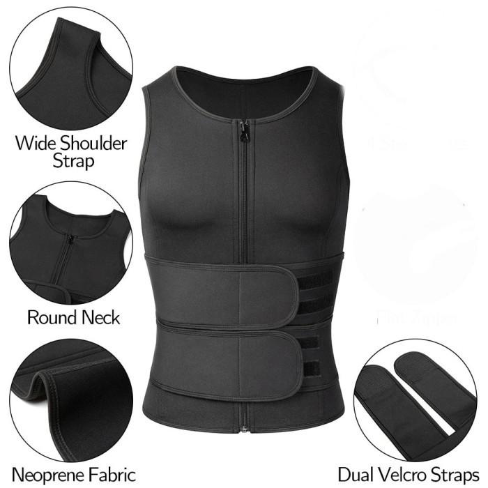 Jual Men Body Shaper Sauna Vest Waist Trainer Double Belt Sweat