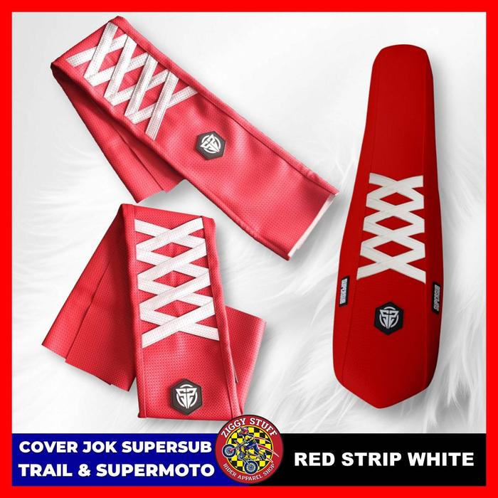 Gambar Sarung jok crf klx wr155 ktm dtracker kulit jok klx SUPERSUB MERAH - Putih dari MotoSoris undefined Tokopedia