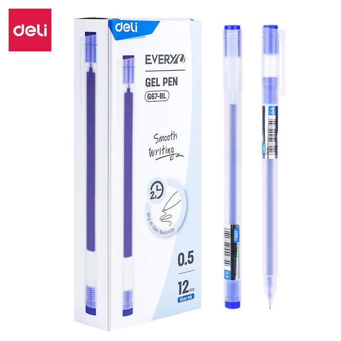 Gambar Deli Gel Pen / Pulpen Gel 0.5mm Kapasitas Tinta 800 Meter EG67 - Biru, 12 pcs dari Deli Stationery Indonesia undefined Tokopedia