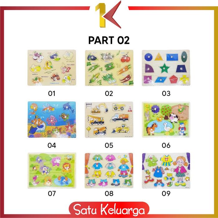 Gambar SK-M67-68 Mainan Edukasi Anak Puzzle Kayu Knob Background Bergambar - Part 02, 08 dari Satukeluarga undefined Tokopedia