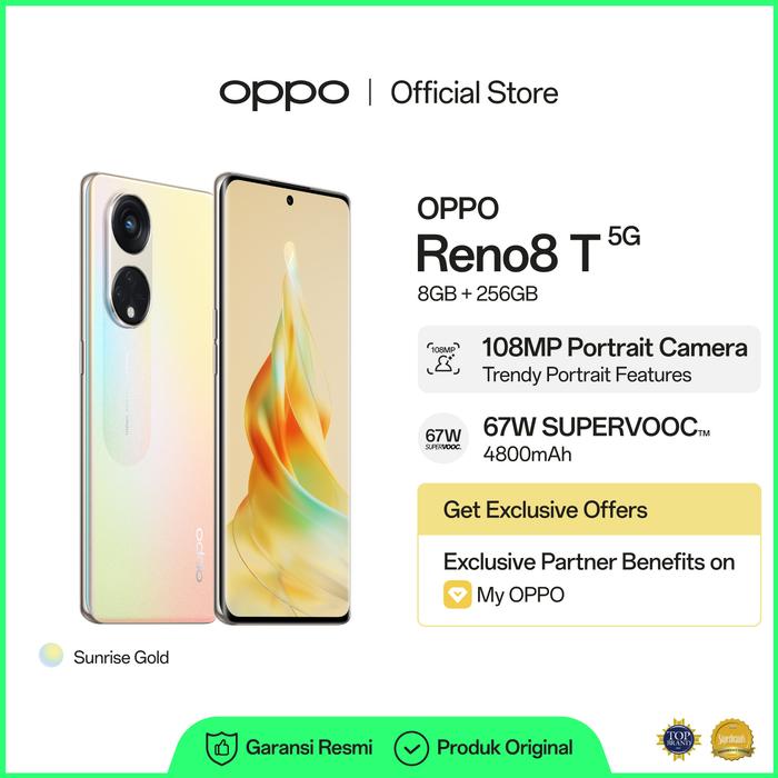 Gambar OPPO Reno8 T 5G Smartphone 8GB/256GB (Garansi Resmi) - Gold dari OPPO Store Indonesia undefined Tokopedia