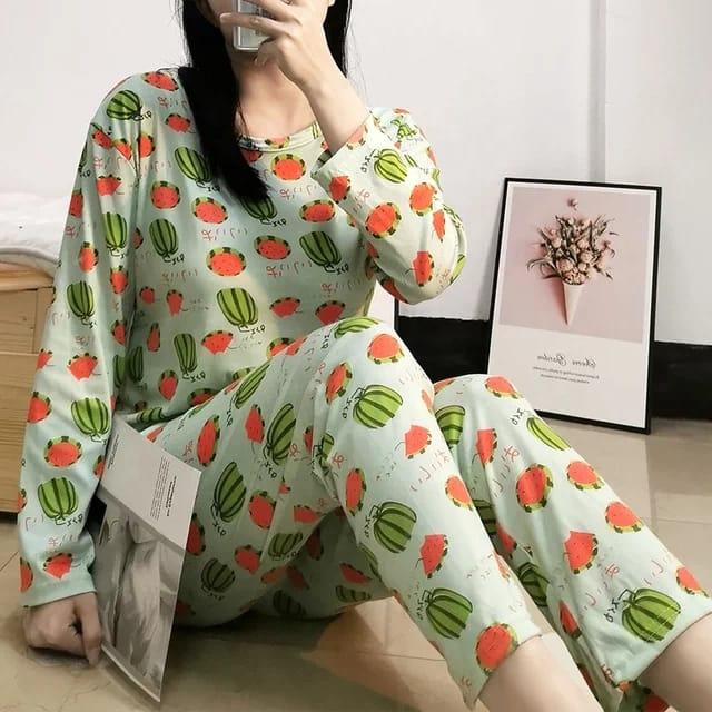Gambar SETELAN BAJU TIDUR WANITA LENGAN PANJANG MOTIF SEMANGKA dari LUCKY STORE HOKI undefined Tokopedia