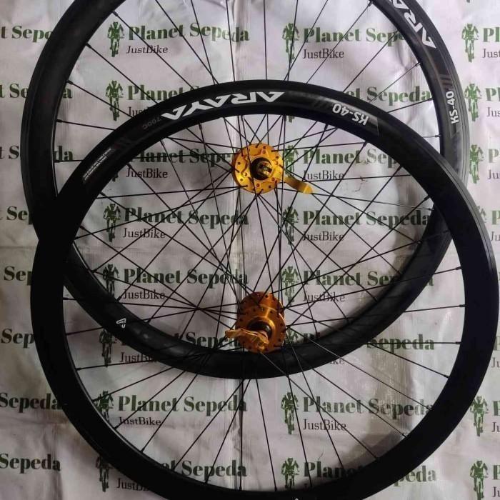 Gambar Wheelset 700 Araya kS-40 KS40 Hub GT Half5 Disc Gold Jari SS Hitam dari Planet Sepeda Team undefined Tokopedia