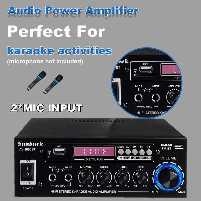 Gambar Sunbuck Bluetooth EQ Amplifier Karaoke FM 2000W - AV-MP326BT - AV-660BT dari Rayhan Af undefined Tokopedia