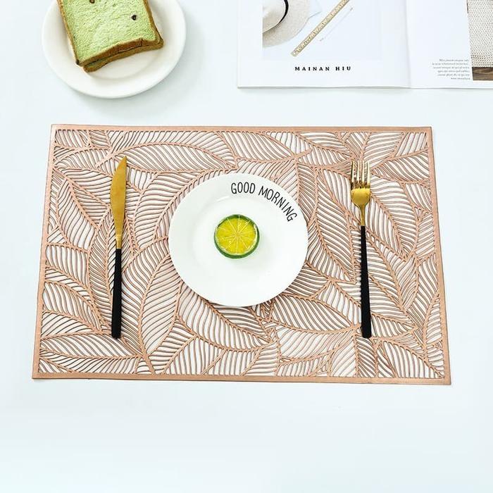 Gambar Placemat PVC / Alas Tatakan Piring Makan PVC Tahan Panas Persegi - Model 3 Rose G dari Home Decor Zega undefined Tokopedia