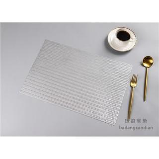 Gambar Placemat PVC / Alas Tatakan Piring Makan PVC Tahan Panas Persegi - Model 2 Silver dari Home Decor Zega undefined Tokopedia
