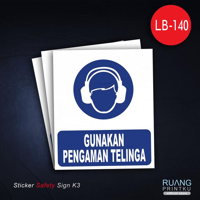 Gambar Sticker Safety Sign K3 Wajib Menggunakan APD / PPE - Pengamn Telinga dari Ruang Printku undefined Tokopedia