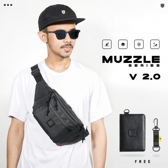 Gambar TAS SELEMPANG PRIA - TAS WAIST BAG PRIA - TAS SLING BAG - BLACK MUZZLE dari Hontale Store undefined Tokopedia