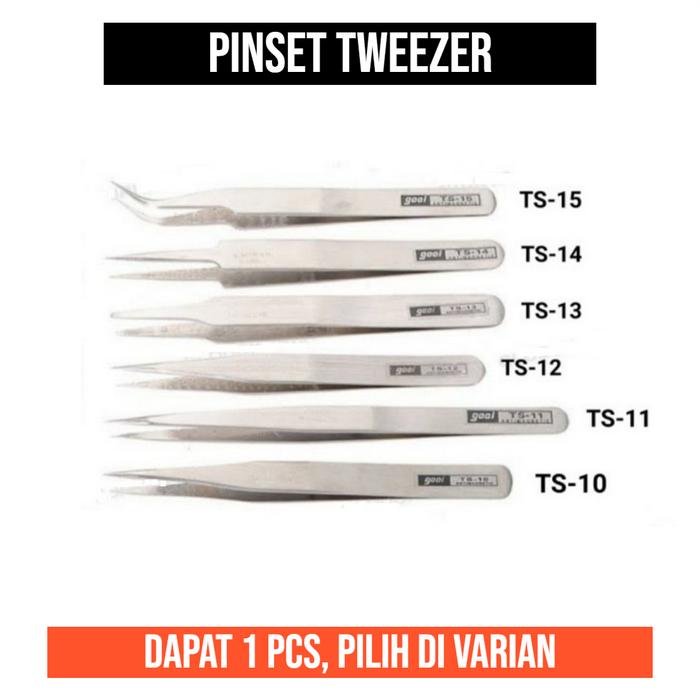 Gambar Pinset Tweezer TS 10 11 12 13 14 15 Lurus Bengkok Lengkung Lancip - TS-13 dari Ahrartech undefined Tokopedia