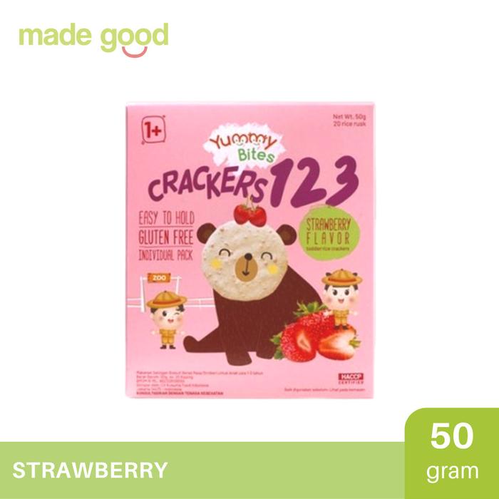 Gambar Yummy Bites Rice Crackers 123 - Snack Biskuit Bayi Sehat 1+ tahun 50gr - Strawberry dari Kuma Baby Shop Official undefined Tokopedia
