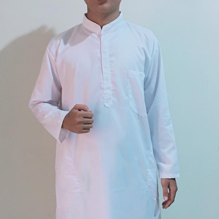 Gambar Gamis pria UBAIDILLAH jubah pria dewasa bahan TOYOBO PREMIUM 100% Adem - Putih, XXL dari CV. ALIYAH PERSADA undefined 3 Tokopedia