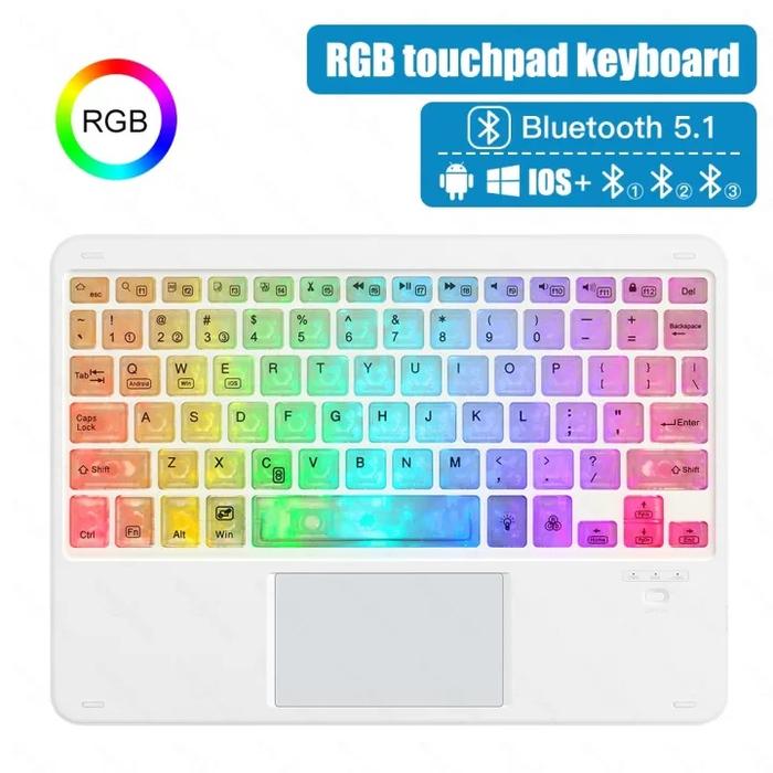 Jual Keyboard Bluetooth Wireless Touchpad RGB Backlight Tablet iPad iOS ...