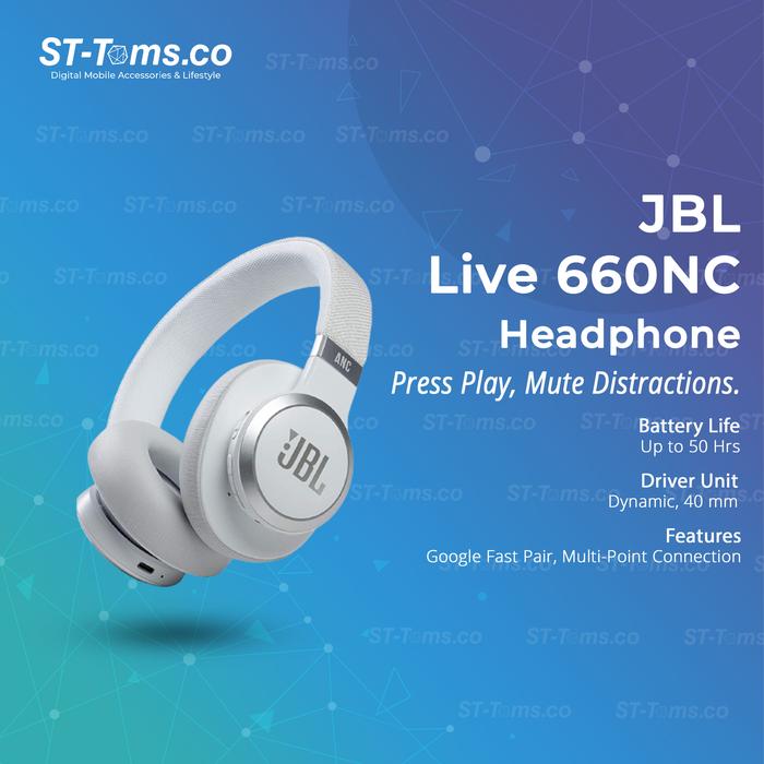 Gambar JBL Live 660NC 660 NC Live660NC Wireless Nirkabel Over Ear Headphones - White dari ST-Toms.co undefined Tokopedia