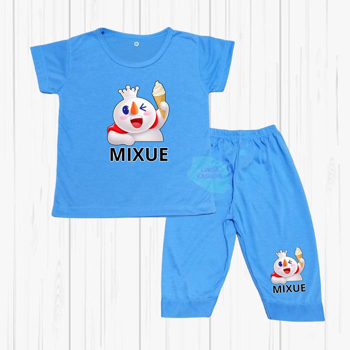 Gambar Baju Setelan Anak perempuan & laki laki viral kekinian Mixue 1-6Tahun - Biru, S dari Ocean Store01 undefined Tokopedia