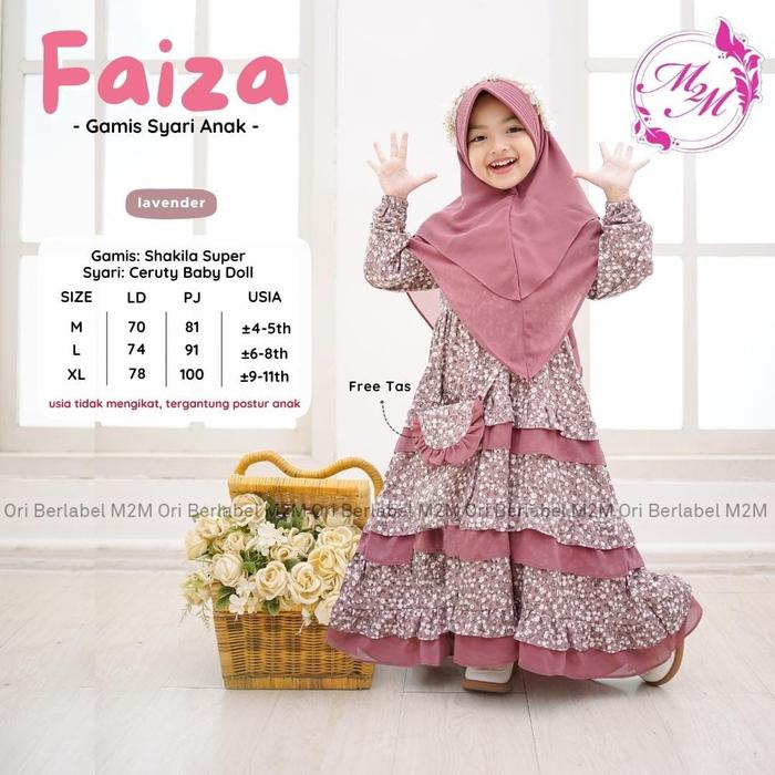 Gambar Faiza by M2M - Dress Gamis Hijab Anak Perempuan Free Tas - Matcha, M dari Dearins undefined 4 Tokopedia