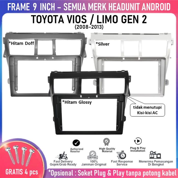 Gambar Frame OEM 2008 TOYOTA VIOS GEN 2 Head Unit Android 9 inch Universal - Frame Saja, Hitam Doff dari Sanjo Auto Store undefined Tokopedia