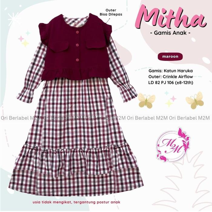 Gambar Mitha by M2M - Dress Gamis Anak Perempuan - Maroon dari Dearins undefined 3 Tokopedia