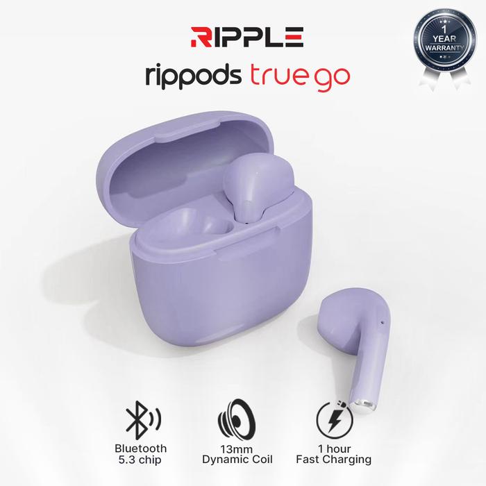 Gambar Ripple Rippods True Go TWS Headset Bluetooth Earphone Mini Earbuds - Ungu dari Ripple Official Shop undefined Tokopedia